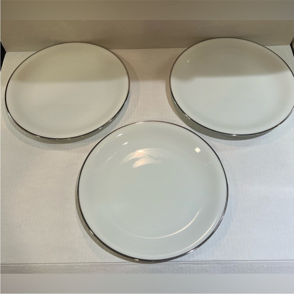 Set of 3 Noritake China Silverdale 10 1/4” Dinner Plate with Platinum trim #5594